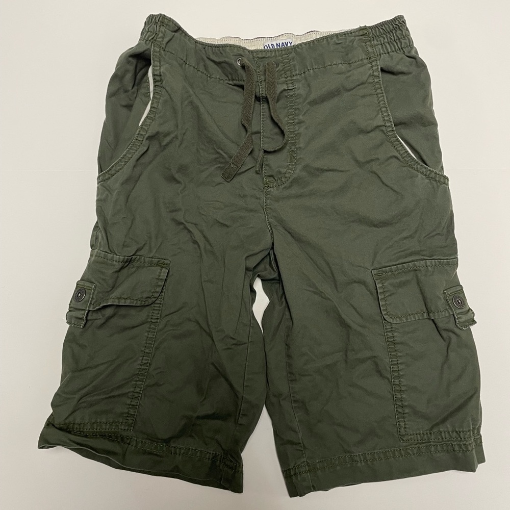 Old Navy boys army green Cargo shorts large Elastic waist band